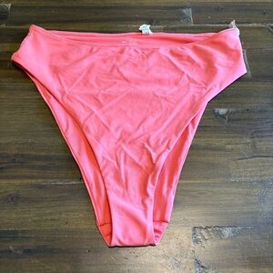 Aerie Pink Coral High Waisted Bikini Bottom High Cut Cheeky XL Swimsuit Swim
